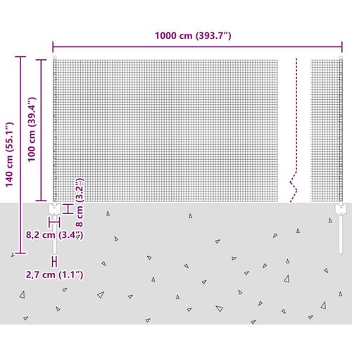 VidaXL Set ograde za pijetlove Set od 2 Siva Metal 10 x 1 m Izdržljivo Slike