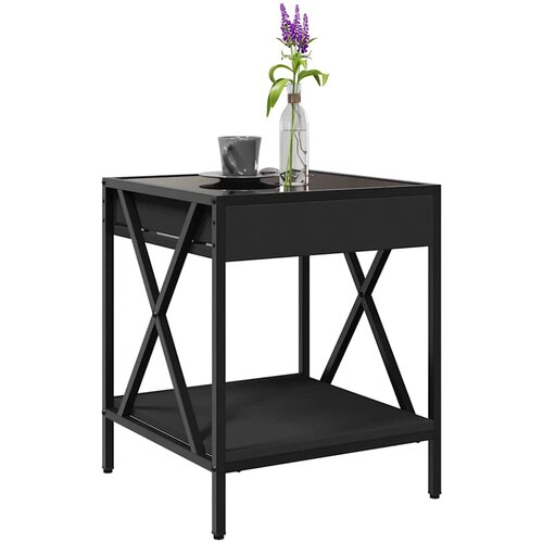  Stolić za kavu s beskonačnim LED svjetlima crni 40x40x49 cm Slike