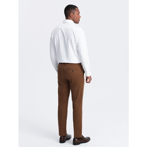 Ombre Men's classic cut chino pants with soft texture - caramel Cene