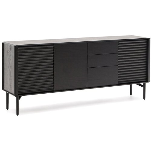 Kave Home Črna komoda v hrastovem dekorju 200x86x45 cm Lenon &amp;ndash; Slike