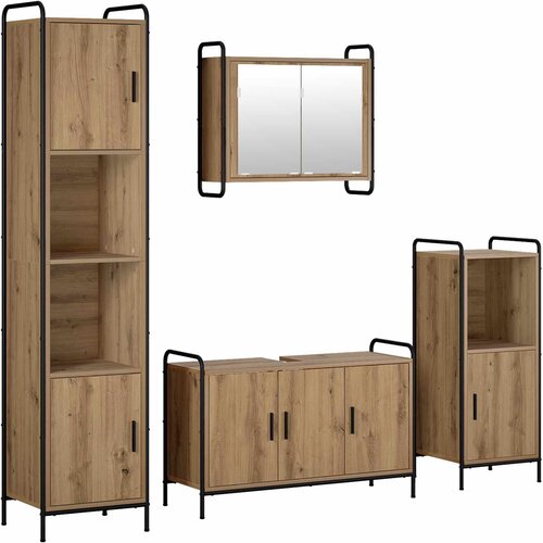  Set ormarića za kupaonicu 4 kom. Hrast artisan 40 x 36 x 181 cm Slike