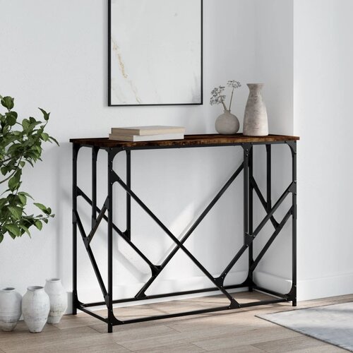 VidaXL Konzolna mizica dimljen hrast 100x40x80 cm inženirski les Slike