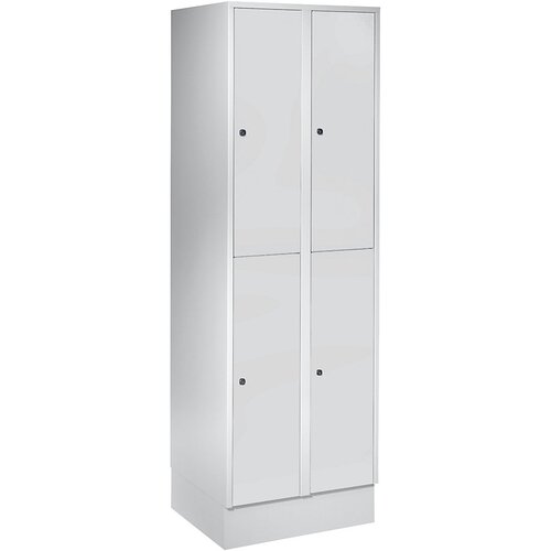 Wolf Garderobna omara s podnožjem, VxŠxG 1800 x 600 x 500 mm, 4 predelki, svetlo siva Cene
