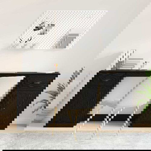 VidaXL Stol s ormarom Crni hrast 154,5 x 50 x 75 cm Konstruirano drvo Slike