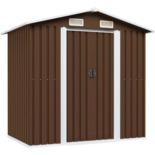 vidaXL Vrtna skladi&scaron;čna lopa rjava 204x132x186 cm jeklena Cene