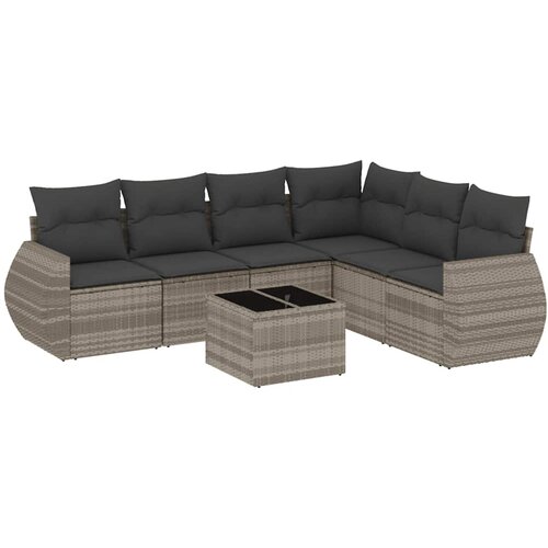 Maison Chic Seti vrtnega pohištva - Vrtna garnitura - Vrtni pohištvo set 7-delna z blazinami siv poli ratan, (21803638) Cene