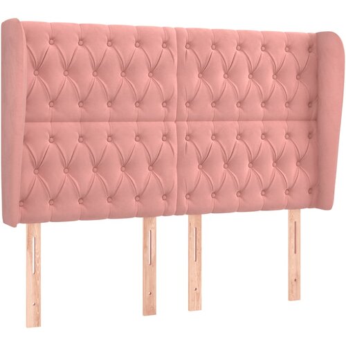 Maison Chic Posteljno vzglavje - Vzglavna omarica - Nočna omarica z u&amp;scaron;esi roza 163x23x118/128 cm žamet, (21708468) Slike
