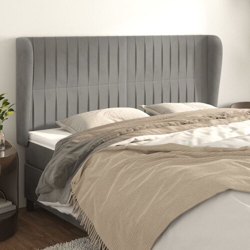  Uzglavlje s u&scaron;ima svjetlosivo 203x23x118/128 cm bar&scaron;unasto Cijene