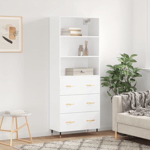 The Living Store Visoka omara bela 69,5x34x180 cm inženirski les - Visoka Omarica, (21435426) Slike