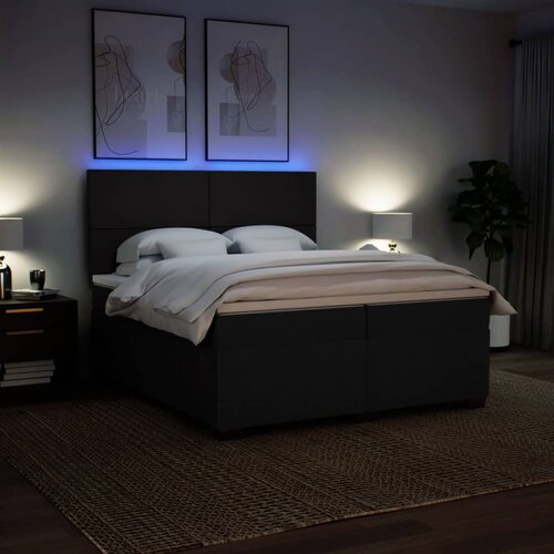  Krevet s oprugama i madracem crni 200x200 cm od tkanine Slike