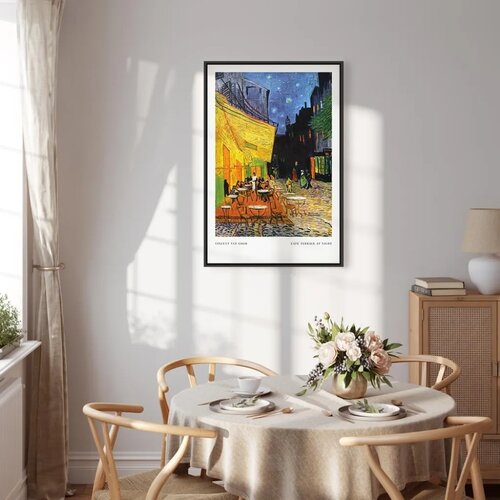  Slika - Cafe at Night (1 Part) Vertical 40x60 U crnom drvenom okviru Cene