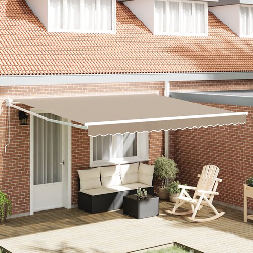 VidaXL Ročna retraktibilna tenda Bež 400x300 cm, Zamenjava tenda za okvir 4x3 m Bež Slike
