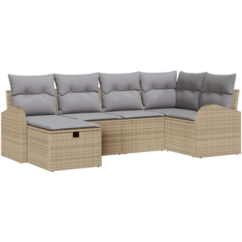  6-dijelni vrtni kauč set s jastučićima bež poli ratan Cijene