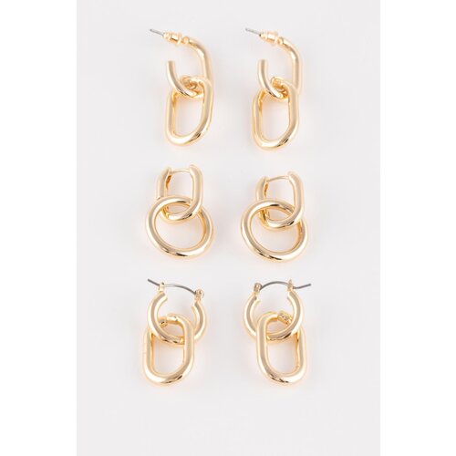 Defacto woman's 3-Piece Gold Hoop Earring Cene