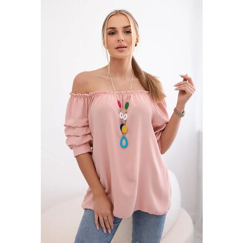 Kesi Spanish blouse with decorative sleeves powder pink Slike