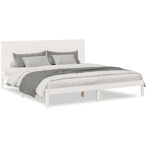 VidaXL Dugi okvir kreveta bez madraca bijeli 180 x 210 cm masivno drvo Slike