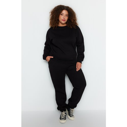 Trendyol Curve Black Thick Fleece Knitted Tracksuit Set Slike