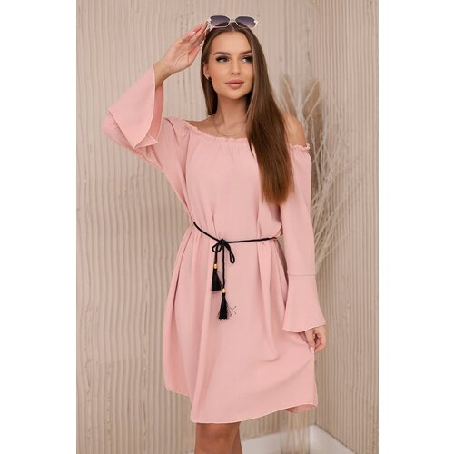 Kesi Włoski Włoski Dress tied at the waist with a drawstring powder pink Slike