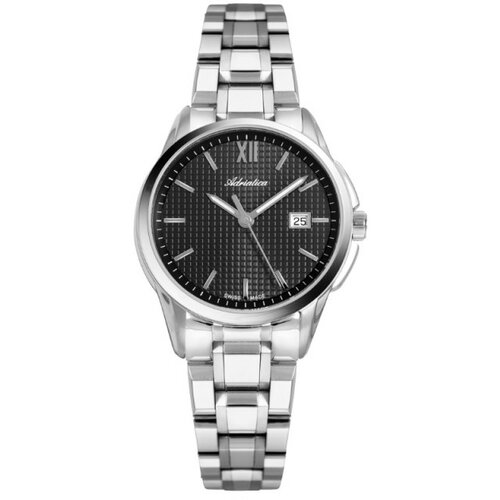 Adriatica ženski pairs crni srebrni elegantni ručni sat sa srebrnim metalnim kaišem Slike