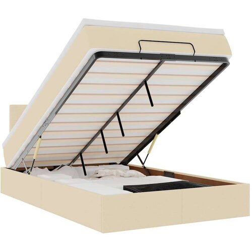  Otomanski krevet s madracem krem 140x190cm od tkanine Slike