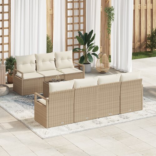 vidaXL set 8 vrtnih sofa s blazinami bež poli ratan Cene