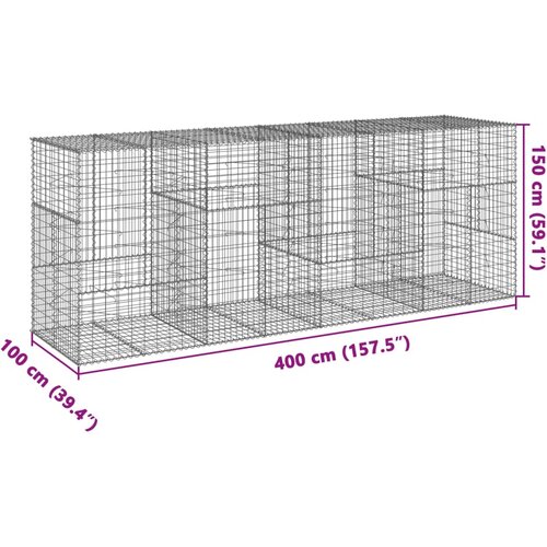  Gabionska ko&amp;scaron;ara s poklopcem 400x100x150 cm pocinčano željezo Slike