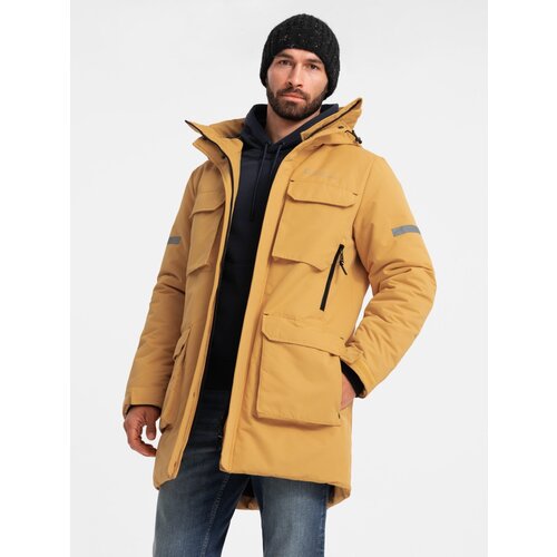 Ombre Men's long insulated jacket with reflective elements - yellow Cijene