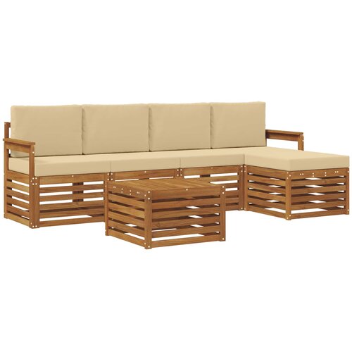  Set vanjskih sofa 6 kom. Prirodna i bež Bijela 59 x 59 x 37 cm Slike
