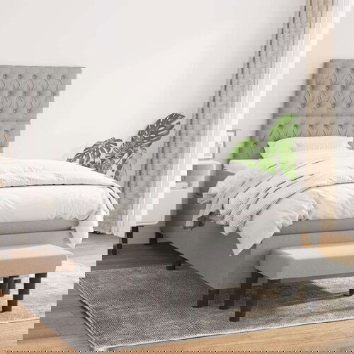  Kreveta s oprugama i madrac svjetlosivi 90x200cm tkanina Slike