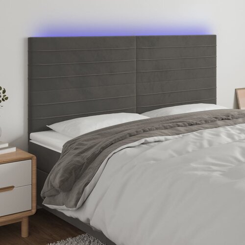 vidaXL LED uzglavlje tamnosivo 180x5x118/128 cm baršunasto Cijene