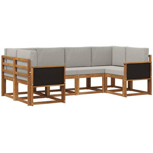 vidaXL Zunanja garnitura za sedenje 6 pcs Naravna in svetlo siva, (5000281300) Cene
