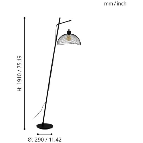 Eglo Pompeya lučna podna lampa E27, 191 cm, crna, 43307 Slike
