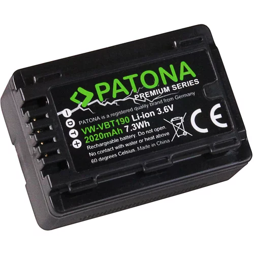 Patona Baterija VW-VBT190 / VW-VBK180 za Panasonic HC-V10 / HDC-H80 / SDR-H100, 2020 mAh
