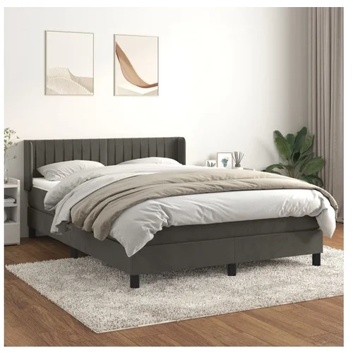  Box spring postelja z vzmetnico temno siva 140x200 cm žamet