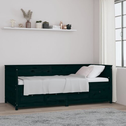  Dnevni ležaj crni 90 x 200 cm od masivne borovine Cijene