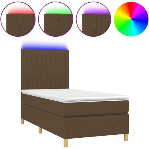 Maison Chic Box spring postelja - Vzmetna postelja z vzmetnico LED temno rjava 80x200 cm blago SL9070, (21906711) Cene
