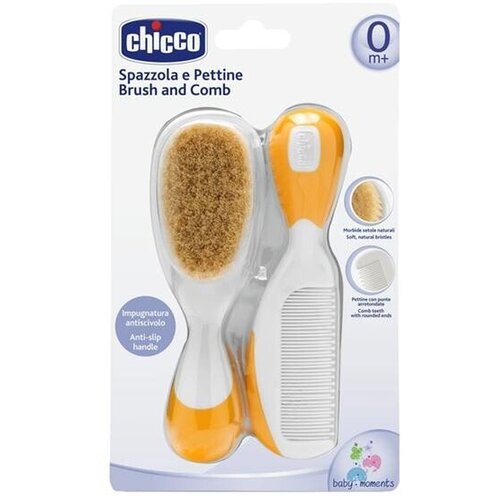 Chicco če&amp;scaron;alj i četka prirodne niti yellow Slike
