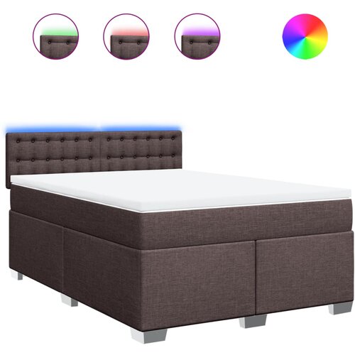 VidaXL Krevet s oprugama i madracem tamnosmeđi 140 x 190 cm od tkanine Slike
