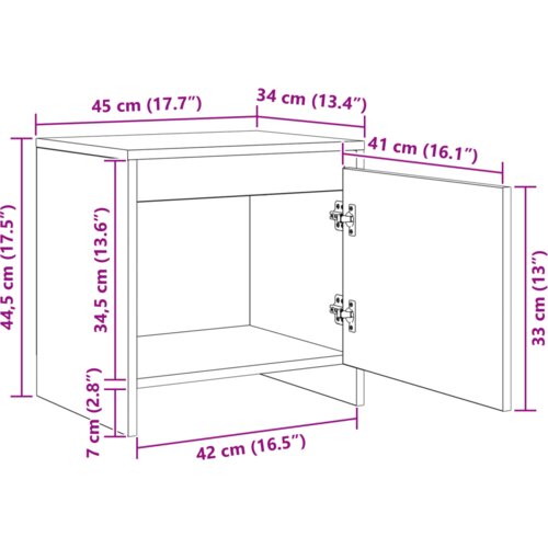 vidaXL Nočna omarica Črni hrast 45 x 34 x 44.5 cm Konstruiran les Cene