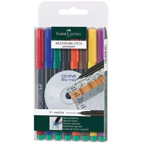 Faber-Castell Multimark S set alkoholnih flomastera, 8 boja, 0,4 mm Slike