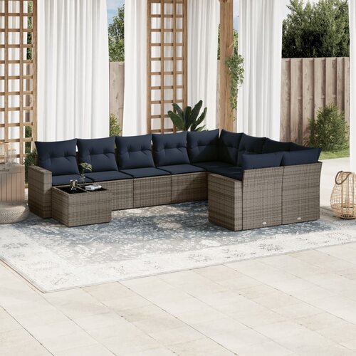 vidaXL 10-dijelni set vrtnih sofa od poliratana s jastucima sivi Cijene