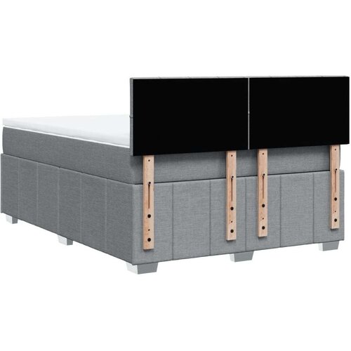 VidaXL krevet box spring s madracem svjetlosivi 140x200 cm od tkanine Slike