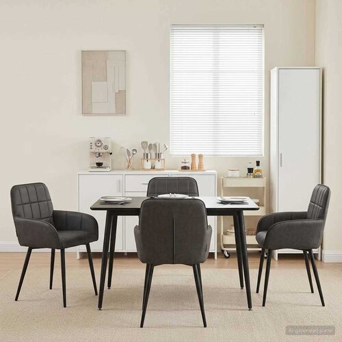 vidaXL Trpezarijske stolice 4 pcs Umjetna koža Crna 57 x 50 x 85 cm Cene