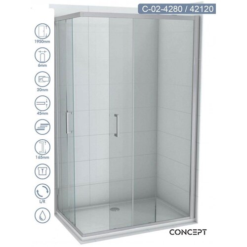 Copen Tu&amp;scaron; kabina Element, Providno staklo 6mm, Srebrni ram, 80x120x195cm Slike