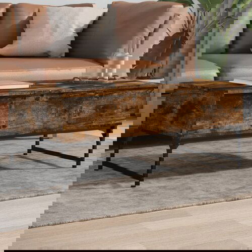 VidaXL Stolić za kavu dimljena boja hrasta 100x50x40 cm drvo i metal Slike