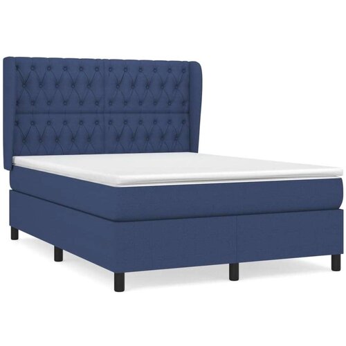 VidaXL Krevet s oprugama i madracem plavi 140 x 190 cm od tkanine Slike