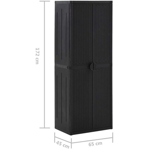 VidaXL Vrtni ormarić za pohranu crni 65 x 45 x 172 cm PP ratan Slike