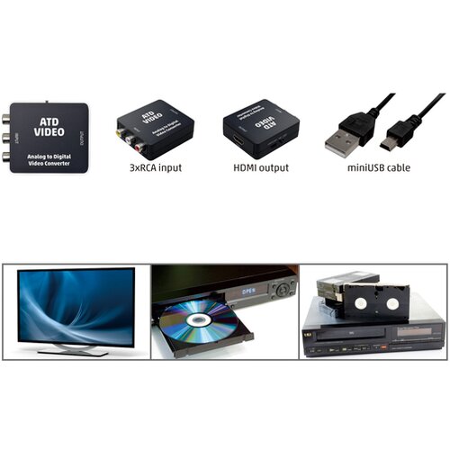 Home analogno - digitalni video konverter, 3 x RCA na HDMI - ATD VIDEO Slike