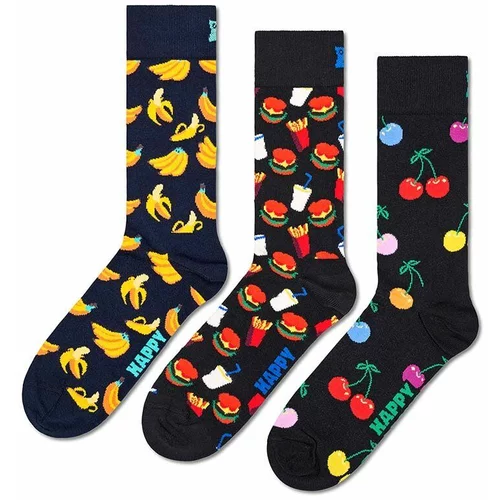 Happy Socks Nogavice Classic Banana 3-pack črna barva