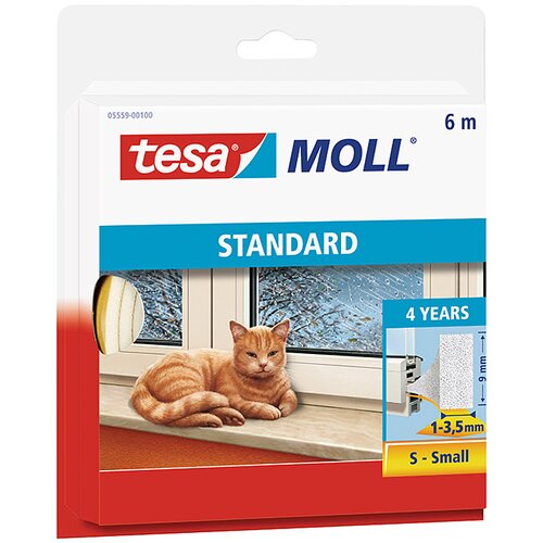 Tesa Tesnilni trak Tesa MOLL Standard I-profil (bel, 6 m x 9 mm x 4 mm, primeren za: reže od 1 do 3,5 mm) Cene